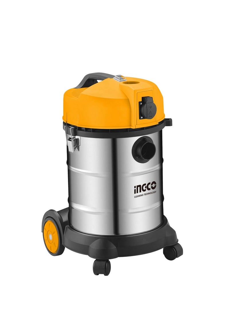 INGCO - INGCO VC14301 Wet & Dry Vacuum Cleaner – 1400W, 30L Stainless Steel Tank - Image 1