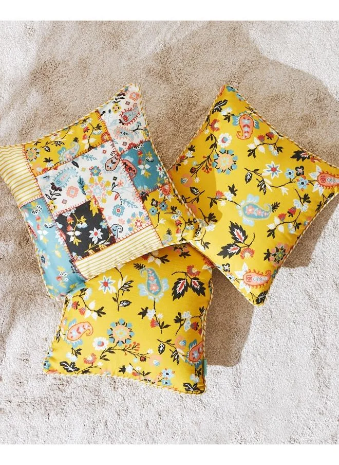 Chumbak Pixel Paisley Patchwork 16" Cushion Cover - Set of 3