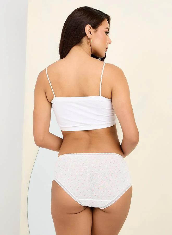 Styli Pack of 3 - Scalloped Lace Trim Textured Cotton Shorts