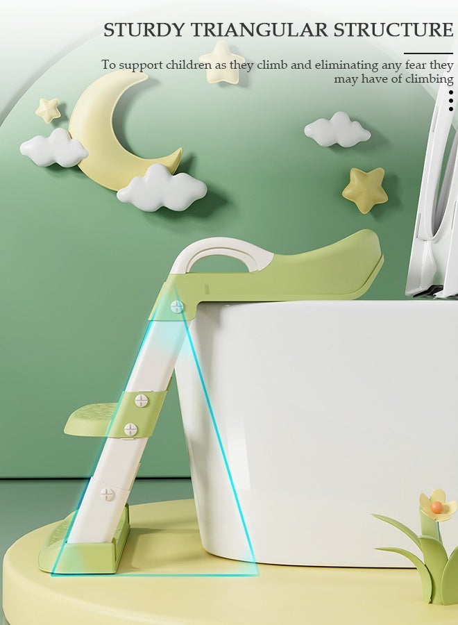 DUNISO Baby Potty Seat, 3-in-1 Toilet Potty Training Seat,Foldable Toddlers Potty Training Toilet Seat Boys Girls, Kids Potty Training Seat Step Stool Ladder, Potty Chair with Anti-Slip Pads , Adjustable Height For Baby Kids 2 To 5 Years Boys Girls Lemon Green Pvc - Image 3