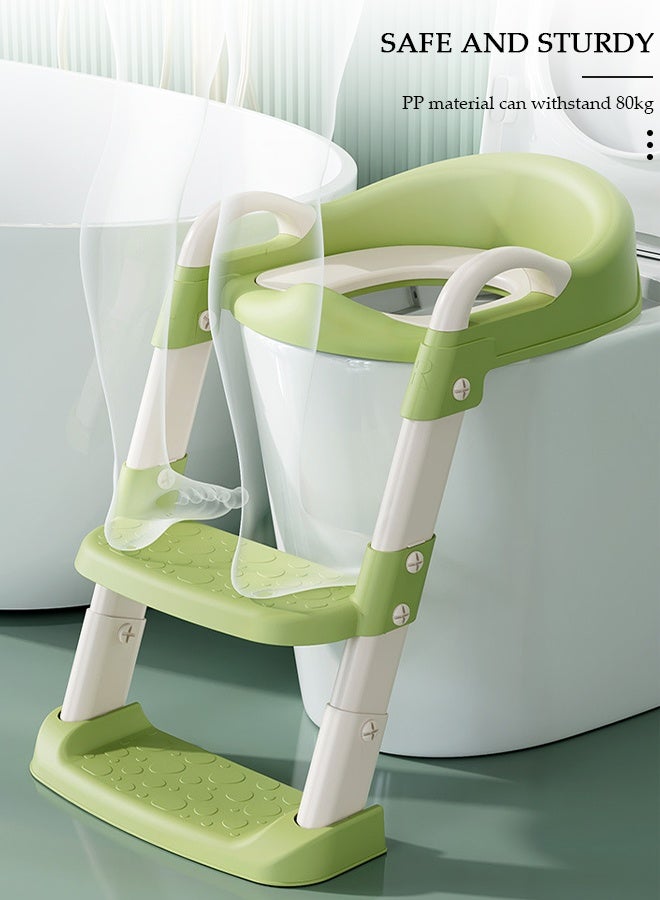 DUNISO Baby Potty Seat, 3-in-1 Toilet Potty Training Seat,Foldable Toddlers Potty Training Toilet Seat Boys Girls, Kids Potty Training Seat Step Stool Ladder, Potty Chair with Anti-Slip Pads , Adjustable Height For Baby Kids 2 To 5 Years Boys Girls Lemon Green Pvc - Image 5