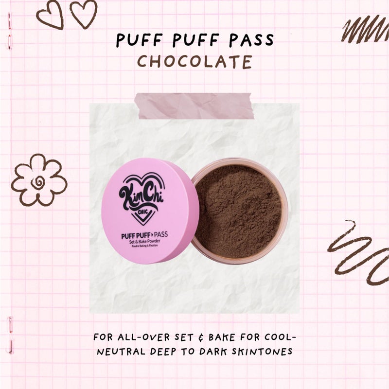 Kimchi Chic Beauty Puff Puff Pass Set and Bake Setting Powder for Makeup, Extra Fluffy Loose Face Powder Poof, Soft Natural Face Makeup for Uneven Skin Tone, 08 Chocolate - Image 4