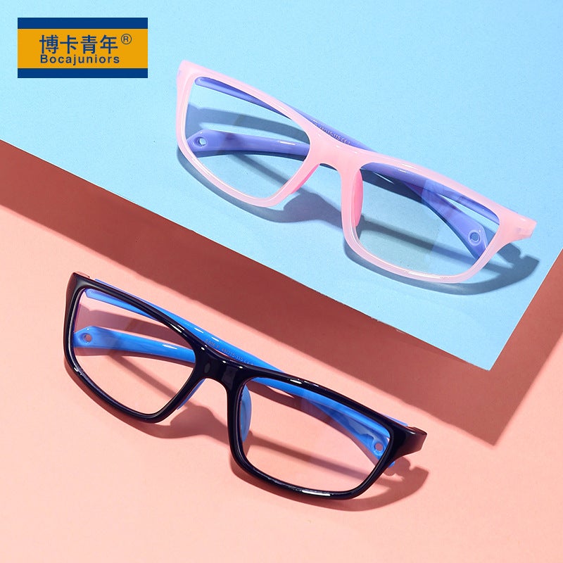 New nylon material children's glasses trend comfortable flat glasses boys and girls transparent glasses frame removable F606 - Image 2