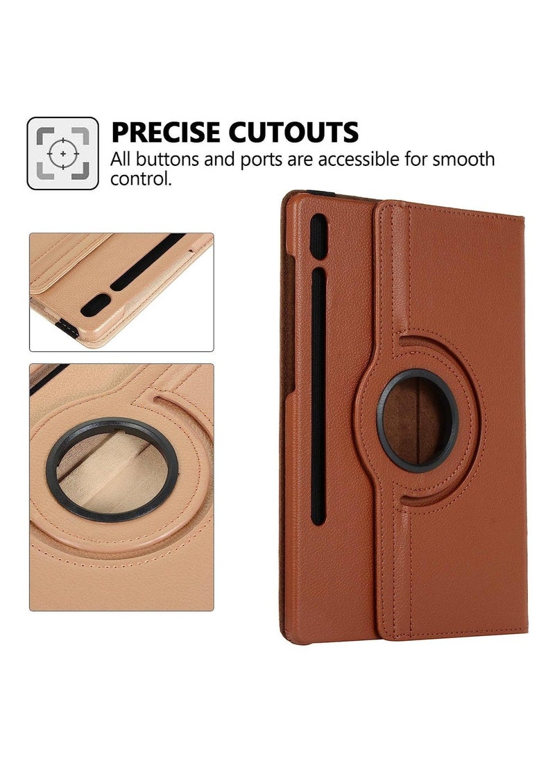 Raxoom Smart Cover for Samsung Galaxy Tab S7 Plus 2020, Techcircle Slim Folio Rotating Stand Case with Auto Wake/Sleep Magnetic Flip PU Leather Case - Image 4