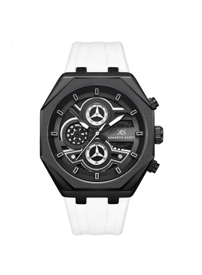 Kenneth Scott Men's Silicone Chronograph  Watch K26111-BSWB - 43 mm