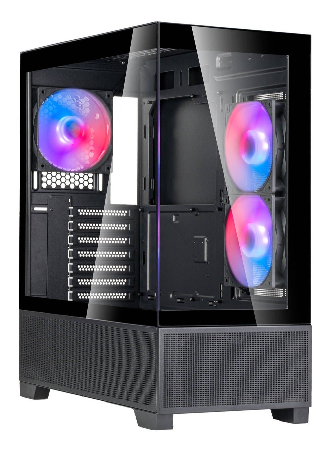 Lucid 05 ATX Mid-Tower PC Case, 270° Panoramic Tempered Glass Panels, 3x 120mm ARGB Fans Pre-Installed, USB-C Front I/O, Supports 360mm Radiator, 410mm GPU, 173mm CPU Cooler, 200mm PSU, Micro-ATX / Mini-ITX / ATX Compatible – Black | SST-LD05-B-ARGB