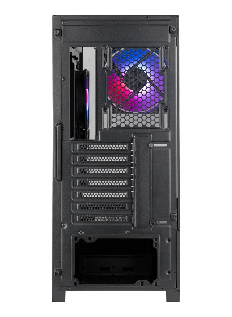 سيلفر ستون هيكل كمبيوتر Lucid 05 ATX متوسط ​​الحجم، ألواح زجاجية مقسّاة بانورامية بزاوية 270 درجة، 3 مراوح ARGB بقطر 120 مم مثبتة مسبقًا، منفذ USB-C أمامي، يدعم مشعاعًا بقطر 360 مم، وحدة معالجة رسومات بقطر 410 مم، مبرد وحدة معالجة مركزية بقطر 173 مم، مزود طاقة بقطر 200 مم، متوافق مع Micro-ATX / Mini-ITX / ATX - أسود | SST-LD05-B-ARGB - Image 5