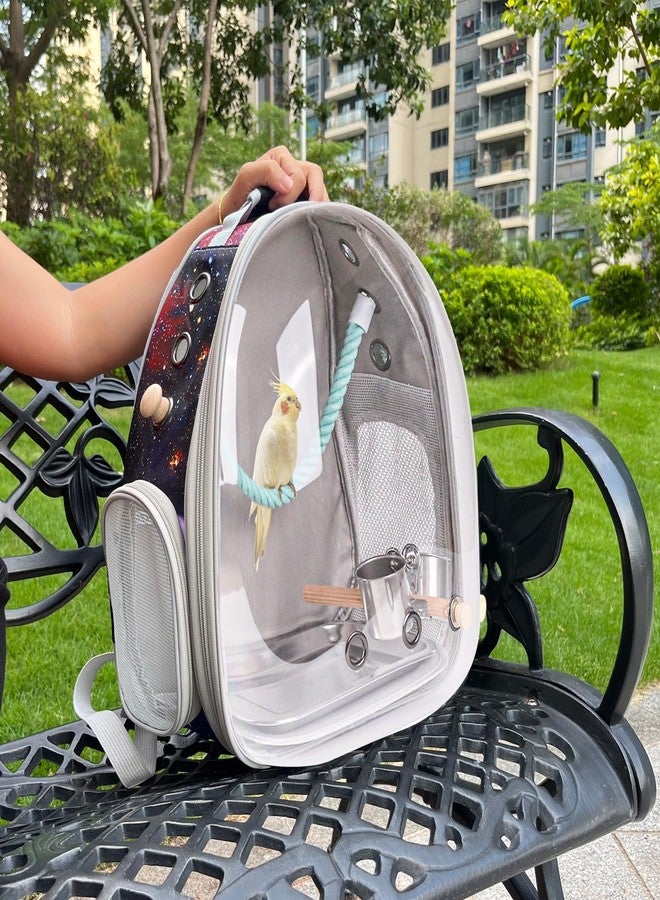 Pimoka Galaxy Blue Bird Carrier Backpack with Perch - Bubble Backpack for Birds Conures, Budgies and Small ParrotsIdeal Ideal for Vet and Outdoor Adventures(Galaxy Blue, Large) - Image 4