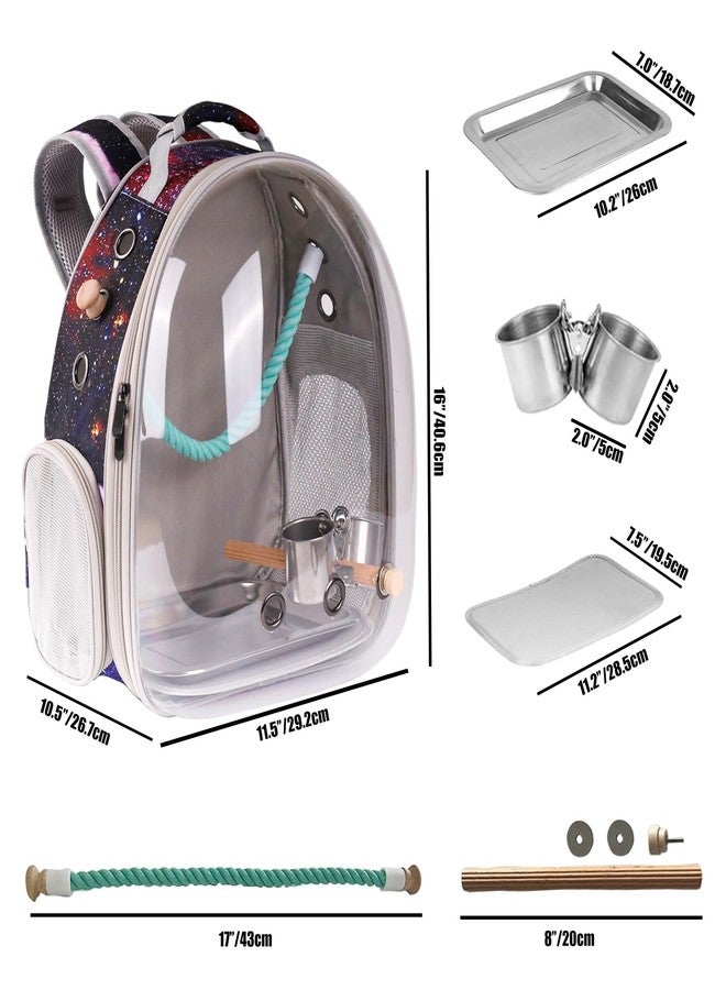 Pimoka Galaxy Blue Bird Carrier Backpack with Perch - Bubble Backpack for Birds Conures, Budgies and Small ParrotsIdeal Ideal for Vet and Outdoor Adventures(Galaxy Blue, Large) - Image 2