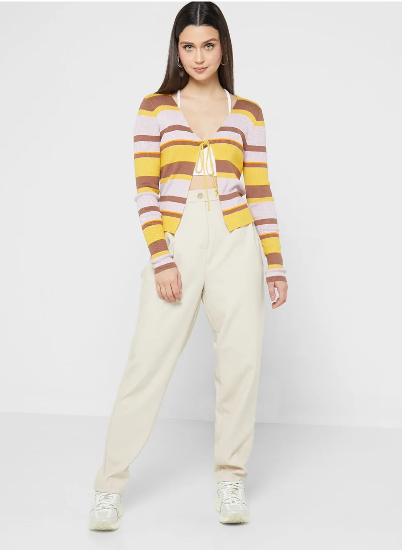VERO MODA Striped Tie Detail Cardigan