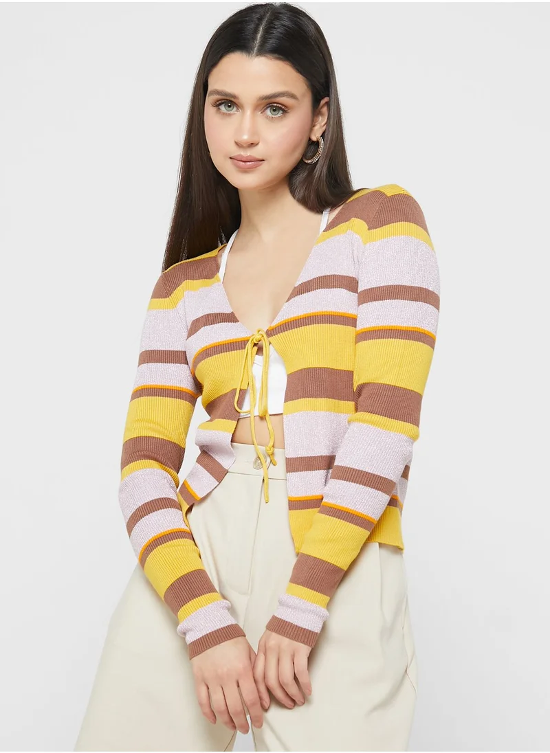 VERO MODA Striped Tie Detail Cardigan