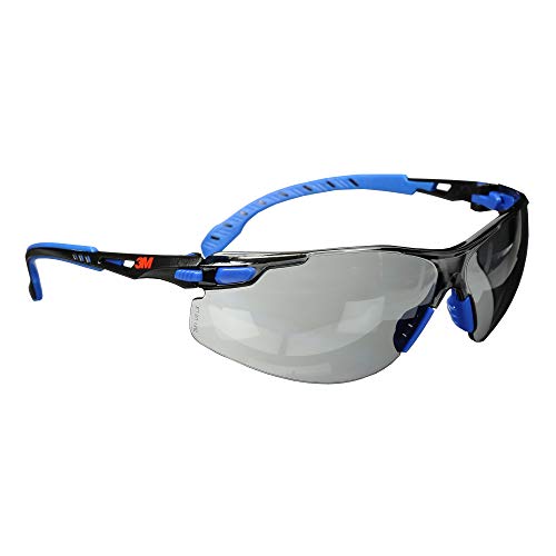 3M Safety Glasses, Solus 1000, S1102SGAF, ANSI Z87, Scotchgard Anti-Fog Gray Lens, Blue/Black Frame, UV Protection, Premium Eye Protection, Padded Temple, Soft Nosebridge - Image 1