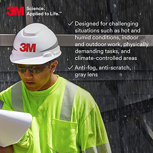 3M Safety Glasses, Solus 1000, S1102SGAF, ANSI Z87, Scotchgard Anti-Fog Gray Lens, Blue/Black Frame, UV Protection, Premium Eye Protection, Padded Temple, Soft Nosebridge - Image 4