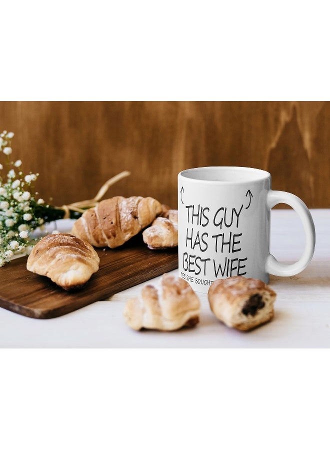 Spoil Your Wall This Guy Has The Best Wife Mug -  Anniversary Mug For Him, Novelty Husband Gifts, 12Oz Ceramic Dishwasher Safe Coffee Mugs - Birthday, Christmas, Valentines Gifts For Him By Spoil Your Wall - Image 2