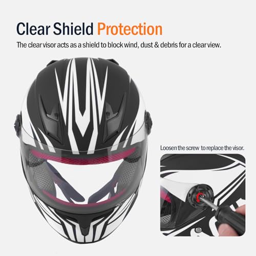 TTMiku Kids Full Face Motorcycle Helmet, Motocross ATV Dirt Bike Go-Kart 4-Wheeler Street Offroad Motorbike Helmet, DOT Approved (White, Small) - Image 5