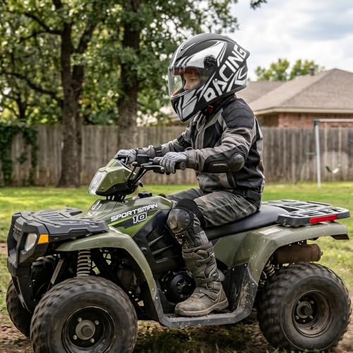 TTMiku Kids Full Face Motorcycle Helmet, Motocross ATV Dirt Bike Go-Kart 4-Wheeler Street Offroad Motorbike Helmet, DOT Approved (White, Small) - Image 2