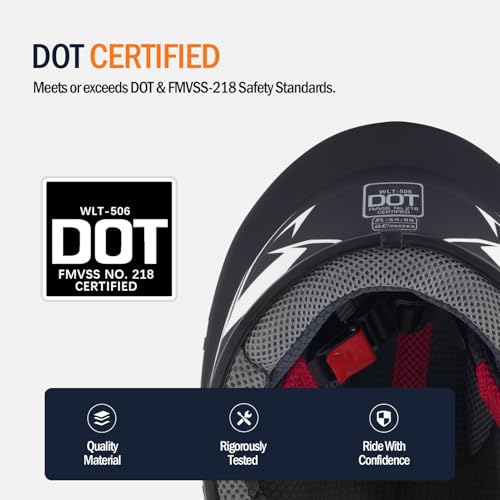 TTMiku Kids Full Face Motorcycle Helmet, Motocross ATV Dirt Bike Go-Kart 4-Wheeler Street Offroad Motorbike Helmet, DOT Approved (White, Small) - Image 4