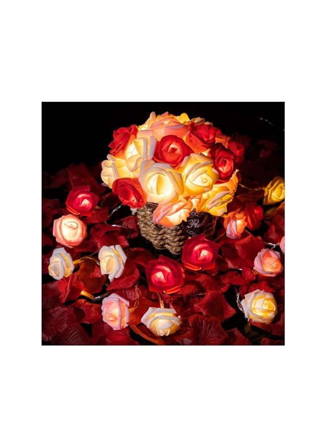 The Bros 20 قطعة من أضواء سلسلة الزهور الوردية الرومانسية، أضواء LED تعمل بالبطارية باللون الأحمر والوردي والأبيض، 10 أقدام من الزينة لعيد الميلاد، أضواء الجنية الوردية (3م، 20 ضوء) لعيد الحب وزفاف الديكور الداخلي والخارجي. - Image 2