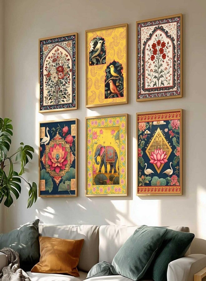 HOTHOUSE Framed Wall Painting for Home Room Bedroom Office Wall Décor | Traditional Indian Wall Art Madhubani Paintings for Living Room | Pichwai Art Painting for Wall Decoration | Wall Poster With frames | Wall Paintings For Home Decoration | Indian Wall Art Home Decor Frames | set of 6 (Traditional 5, 10x13 inch, Framed) - Image 4