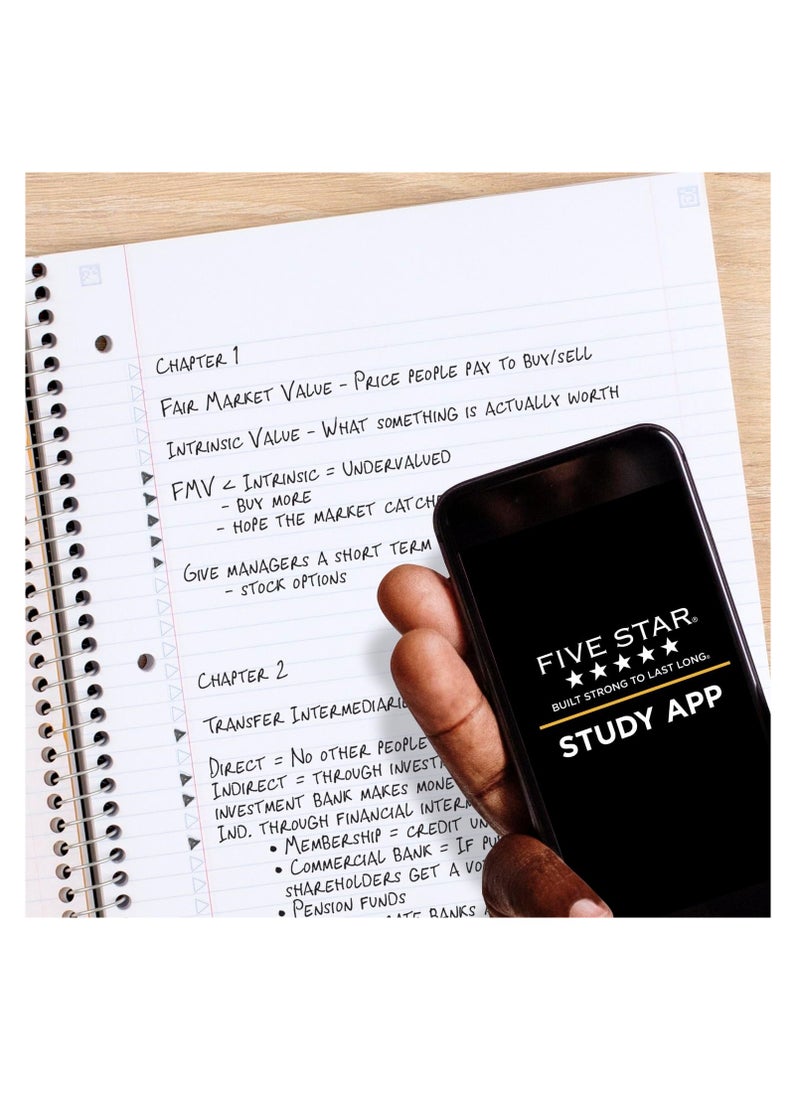 Five Star Five Star Spiral Notebook  Study App 5 Subject  College Ruled Paper  Fights Ink Bleed  Water Resistant Cover  21.6 cm x 27.9 cm  200 Sheets  Color Will Vary (06208)  - Image 3