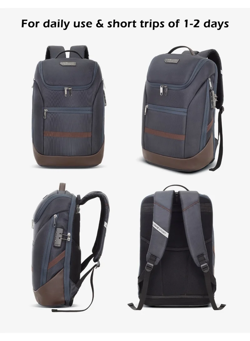Lavie  Sport Emperor25 24L Anti-theft & Laptop Backpack For Men & Women  |Boys & Girls (Navy/Brown)  | Best Price UAE