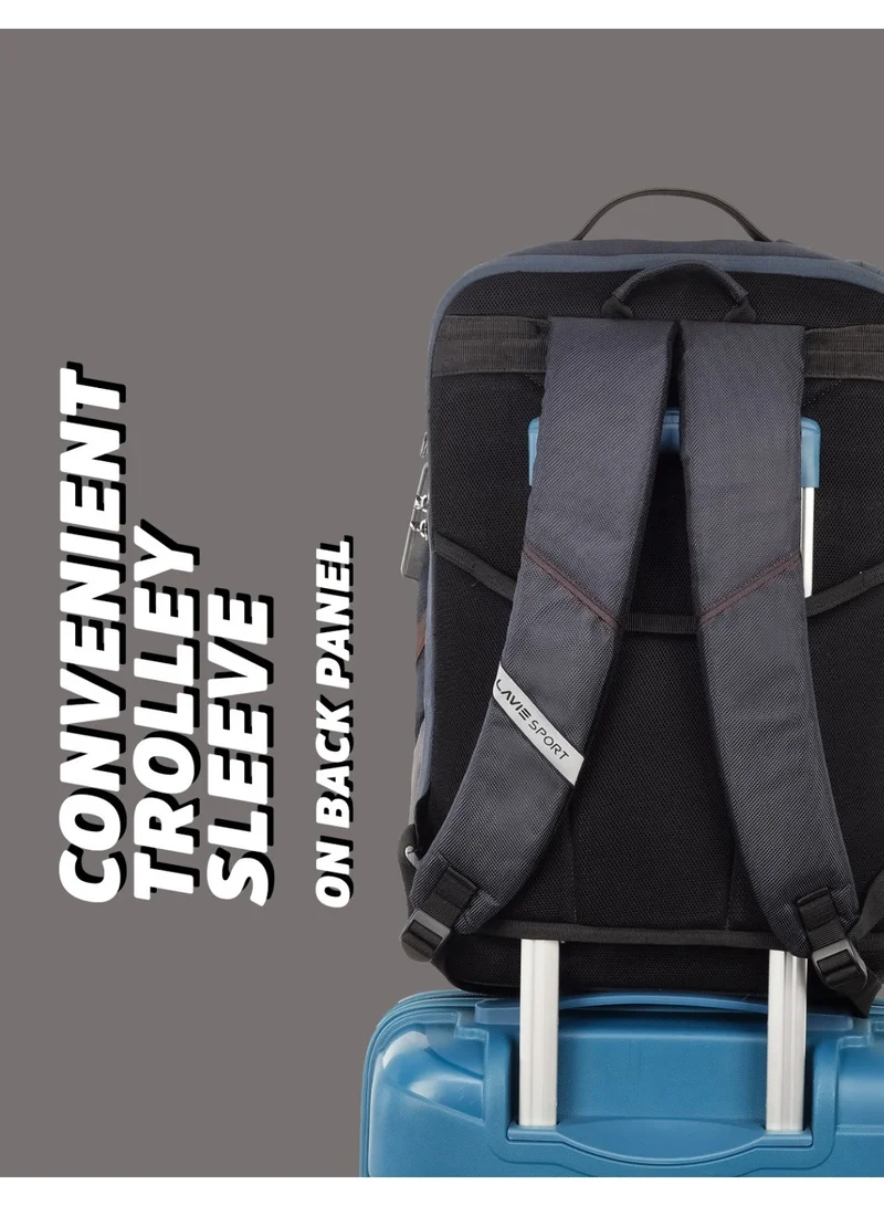 Lavie  Sport Emperor25 24L Anti-theft & Laptop Backpack For Men & Women  |Boys & Girls (Navy/Brown)  | Best Price UAE