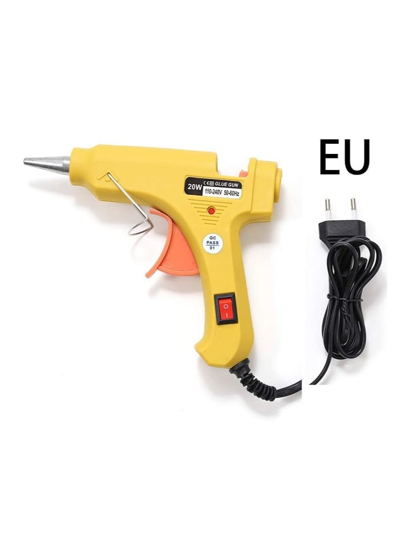 Generic 1 Set 20W Hot Melt Glue Gun with 10 Glue Sticks Industrial Craft Mini Gun Thermoelectric Heating Temperature Tool for DIY Jewelry Making Kids Toy Making (Yellow - EU)  - Image 1
