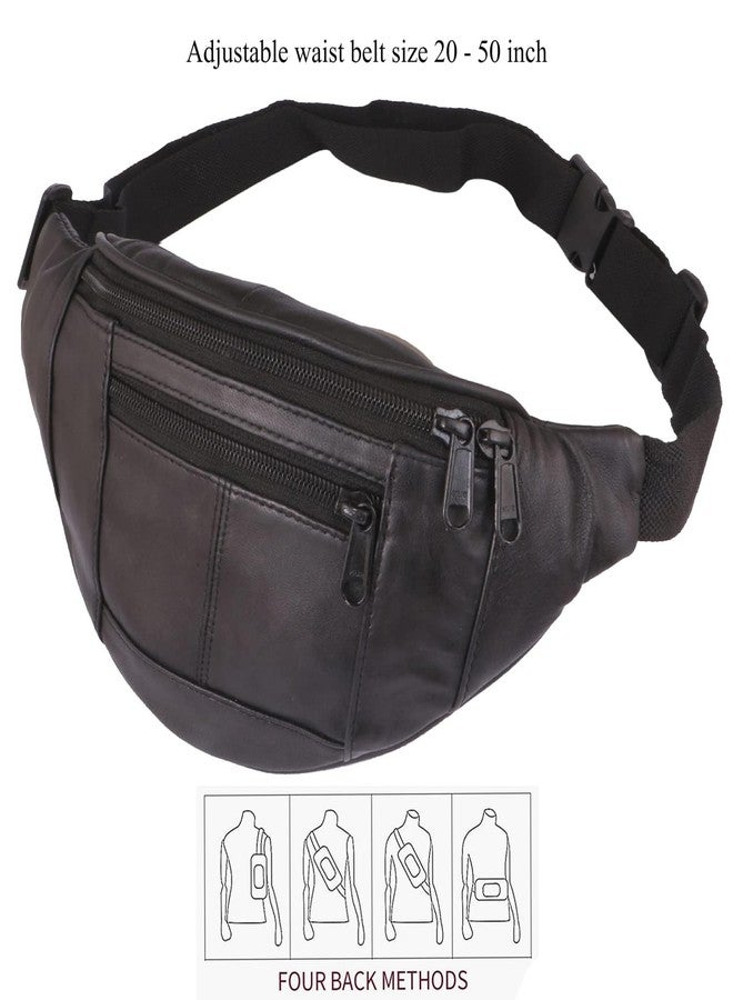 POPREX Black Waist Bag Elegant Style Travel Pouch Passport Holder with Adjustable Strap - Image 2