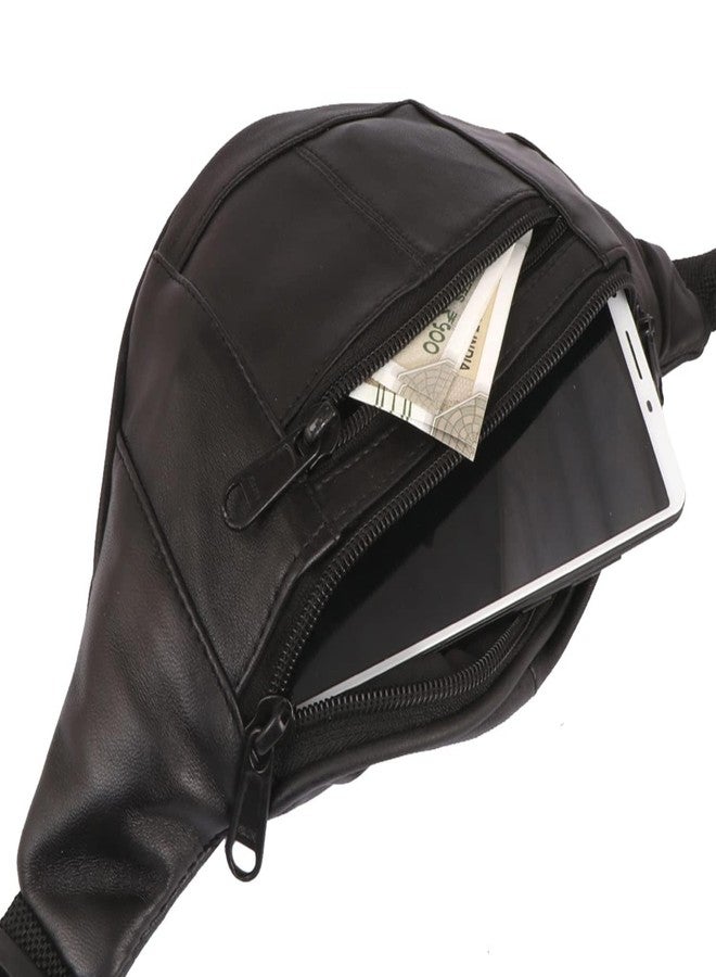 POPREX Black Waist Bag Elegant Style Travel Pouch Passport Holder with Adjustable Strap - Image 3