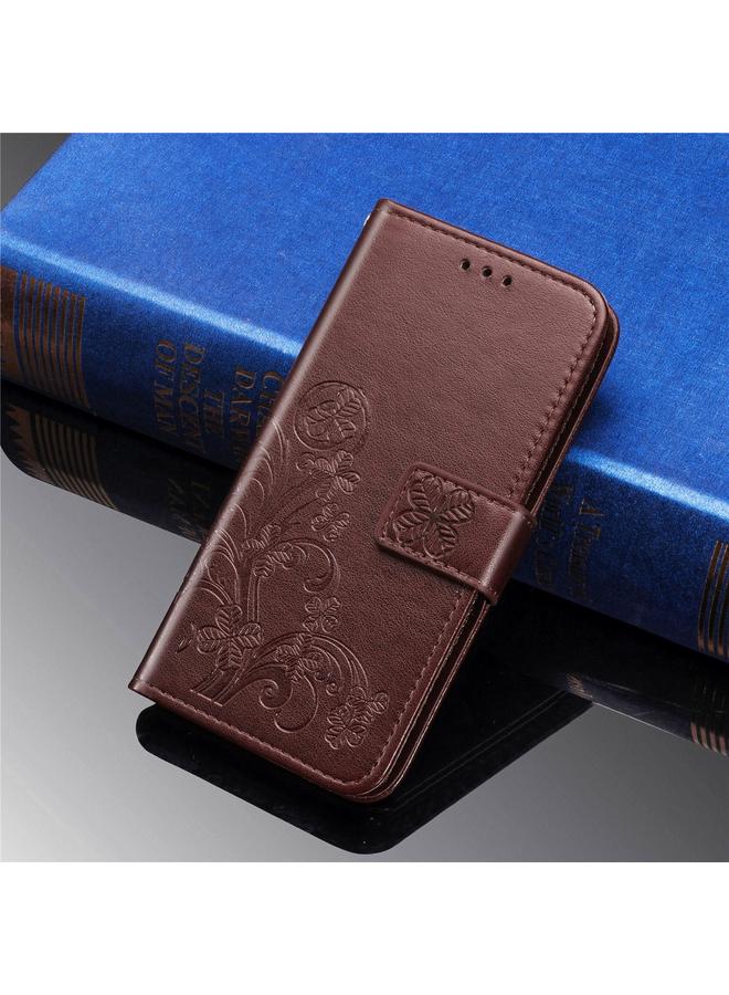 اس-توب جراب لهاتف Galaxy A90 5G، جراب جلدي لحماية الهاتف المحمول مزود بمشبك منقوش بأربع أوراق مع حبل وفتحة للبطاقة ومحفظة ووظيفة قوس - Image 2