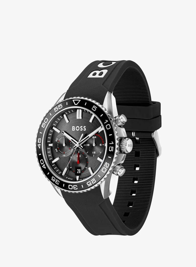 BOSS  Runner Collection Chronograph Quartz Watch For Men With Black Silicone Bracelet - 1514141 for Men | Best Price UAE