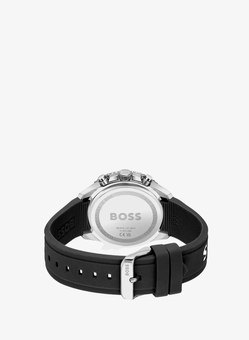BOSS Runner Collection Chronograph Quartz Watch For Men With Black Silicone Bracelet - 1514141