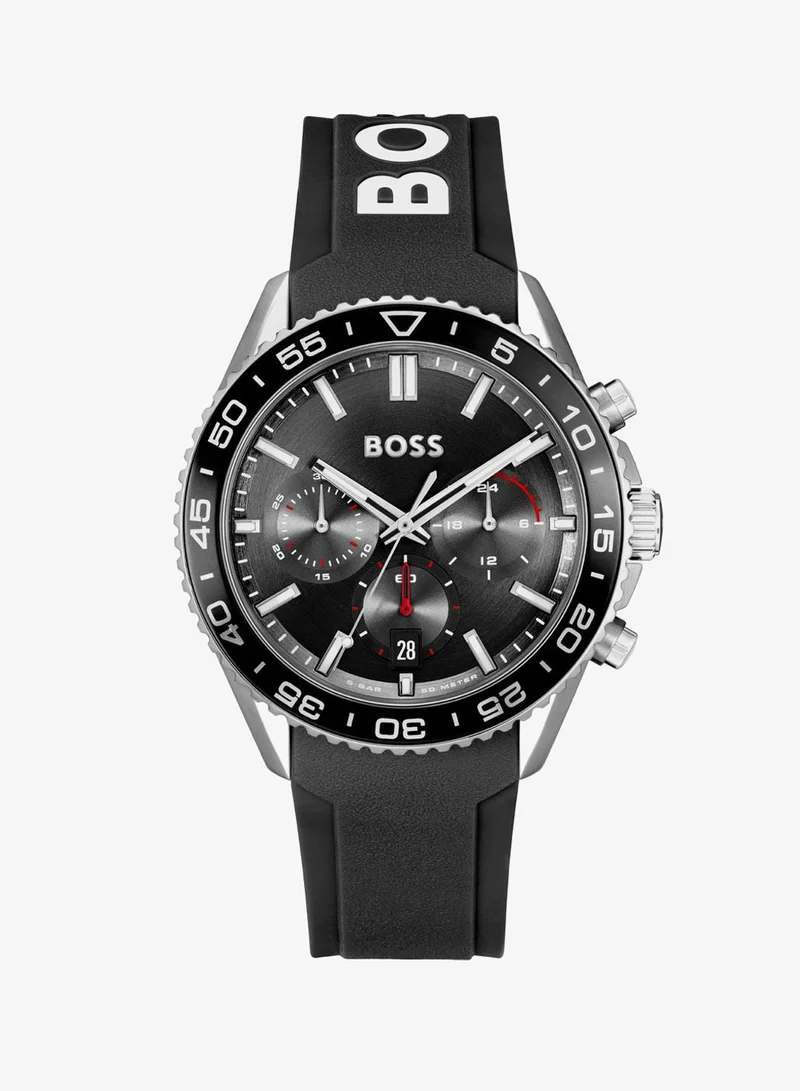 BOSS Runner Collection Chronograph Quartz Watch For Men With Black Silicone Bracelet - 1514141