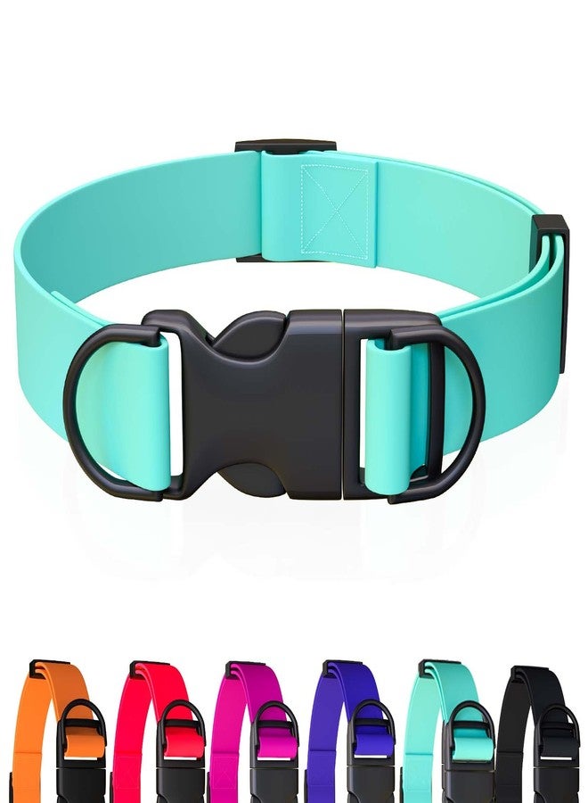 Qiaosite Waterproof Dog Collar, Odor-Proof and Easy to Clean Rubber Dog Collars No Pull Fits Small Medium Large Dogs Training (Mint Green, Small (9.45”-14.17”)) - Image 1