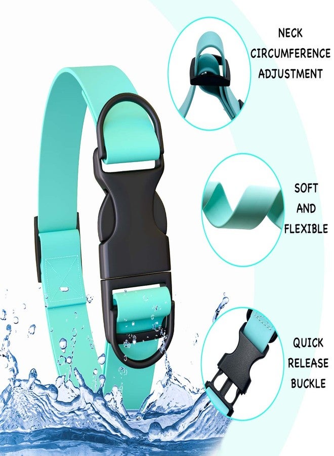Qiaosite Waterproof Dog Collar, Odor-Proof and Easy to Clean Rubber Dog Collars No Pull Fits Small Medium Large Dogs Training (Mint Green, Small (9.45”-14.17”)) - Image 3