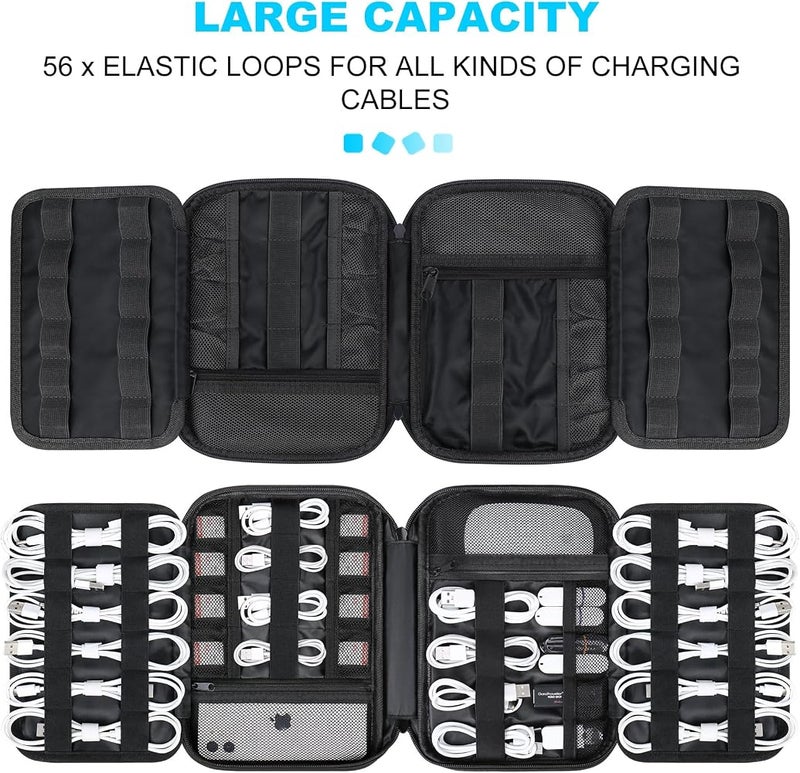 Lacdo Cord Organizer Travel, Cable Organizer Bag Case, Portable Electronics Organizer Travel Case, 6 Layer Large Capacity Charging Cords Storage Organizer for Cables, SD Card, travel Essentials, Black - Image 2