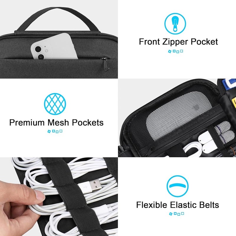 Lacdo Cord Organizer Travel, Cable Organizer Bag Case, Portable Electronics Organizer Travel Case, 6 Layer Large Capacity Charging Cords Storage Organizer for Cables, SD Card, travel Essentials, Black - Image 4