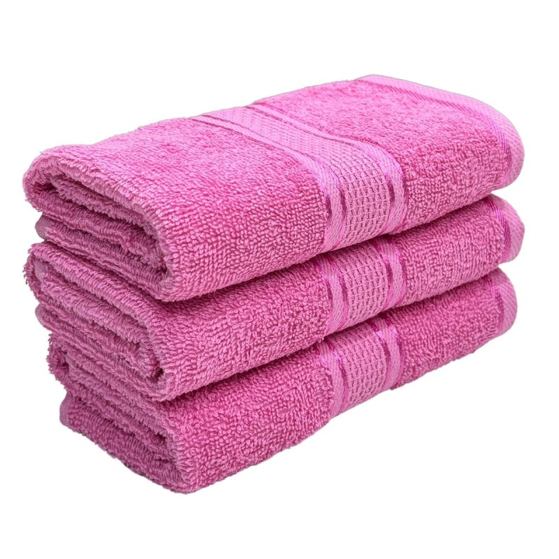 STAMIO Cotton 425 GSM Hand Towel Set of 3, 33 X 51 cm for Men, Women, Home Use, Gym, Wash Basin | Soft, Absorbent, Quick Dry, Small Size Towels, Travel Friendly | Baby Pink - Image 1