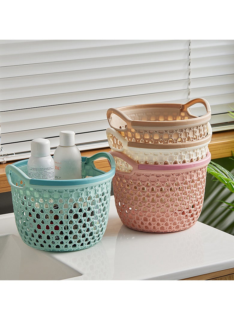OLUDENIZ Modern Wicker-Style Plastic Laundry Basket – Lightweight & Breathable Organizer for Kids Clothes, Bathroom, and Plush Toys – Size L  - Image 2