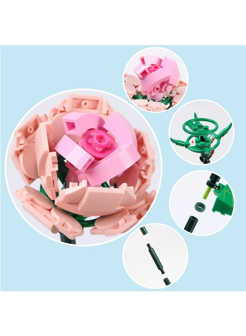 Flower Bouquet Building Blocks Building Block Flower Creativity Artificial Flowers Building Toy Set for 6+ Kids - Image 2