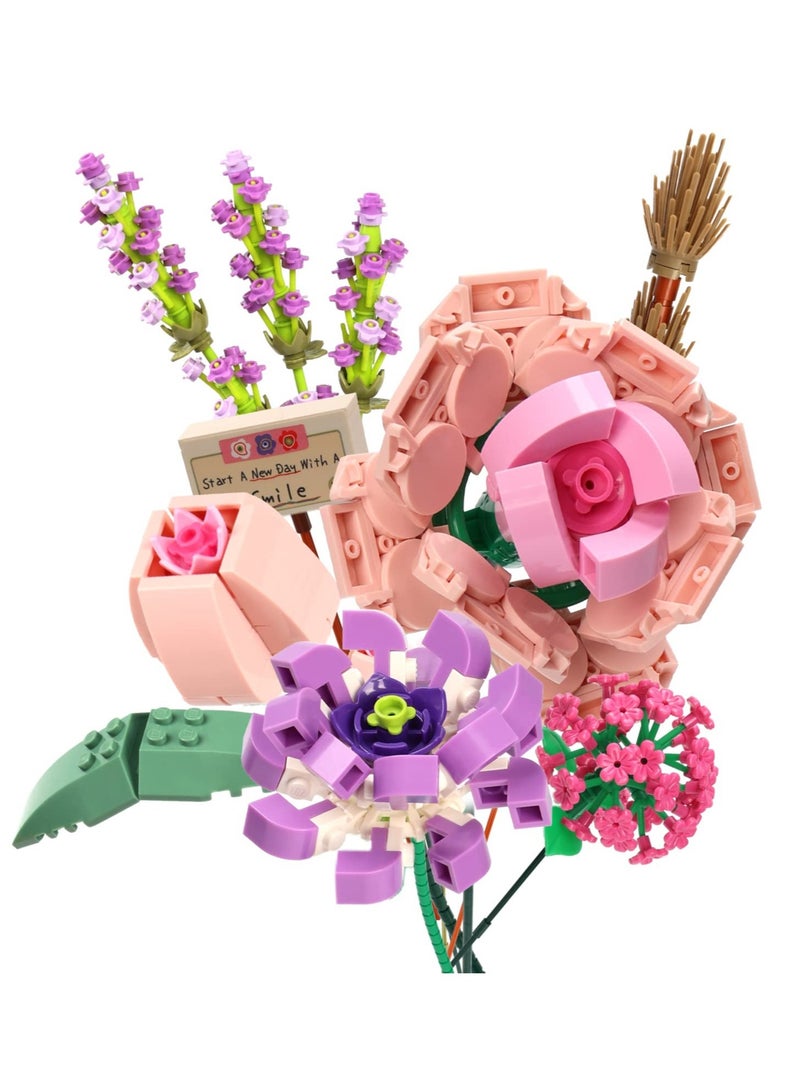Flower Bouquet Building Blocks Building Block Flower Creativity Artificial Flowers Building Toy Set for 6+ Kids - Image 1