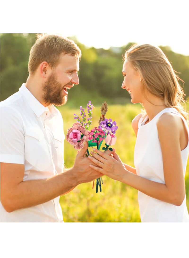 Flower Bouquet Building Blocks Building Block Flower Creativity Artificial Flowers Building Toy Set for 6+ Kids - Image 5