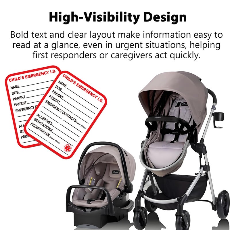 Remarkable Infant I.C.E. (in Case of Emergency) Car Seat Sticker Safety Information - Child Emergency Contact Car Seat Safety Alert Attachment Tag Stickers (8 Pack) - Image 4