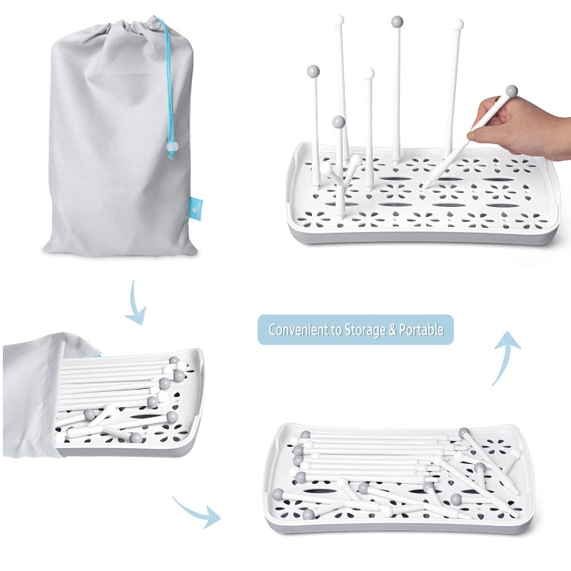 Termichy Baby Bottle Drying Rack with Tray, Termichy High Capacity Bottle Dryer Holder for Bottles, Teats, Cups, Pump Parts and Accessories, Gray - Image 5
