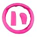 LHDOS 3PCS Silicone Car Steering Wheel Cover Set Includes Car Handbrake Cover Gear Shift Cover AntiSlip Steering Wheel Protector Universal Auto Interior Decoration for Most Cars Rose Red - Image 2