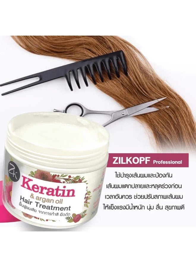 ZILKA Zilkopf Keratin & Argan Oil Hair Treatment | Deep Repair Mask for Dry & Damaged Hair | Smooth & Shine Formula 300ml - Image 2
