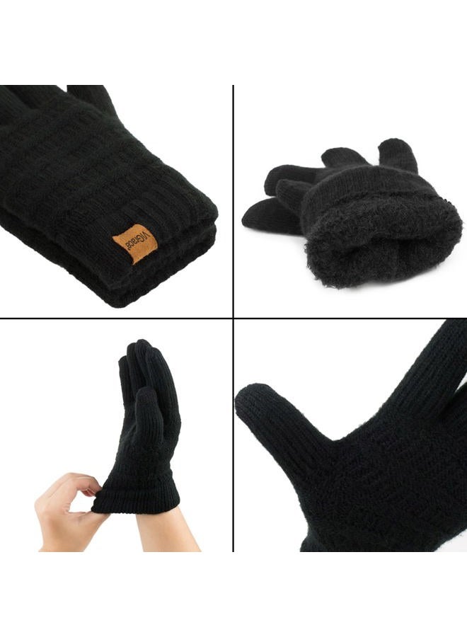 ViGrace Womens Winter Touchscreen Gloves Cable Knit Warm Lined 3 Fingers Dual-layer Touch Screen Texting Mitten Glove for Women - Image 5