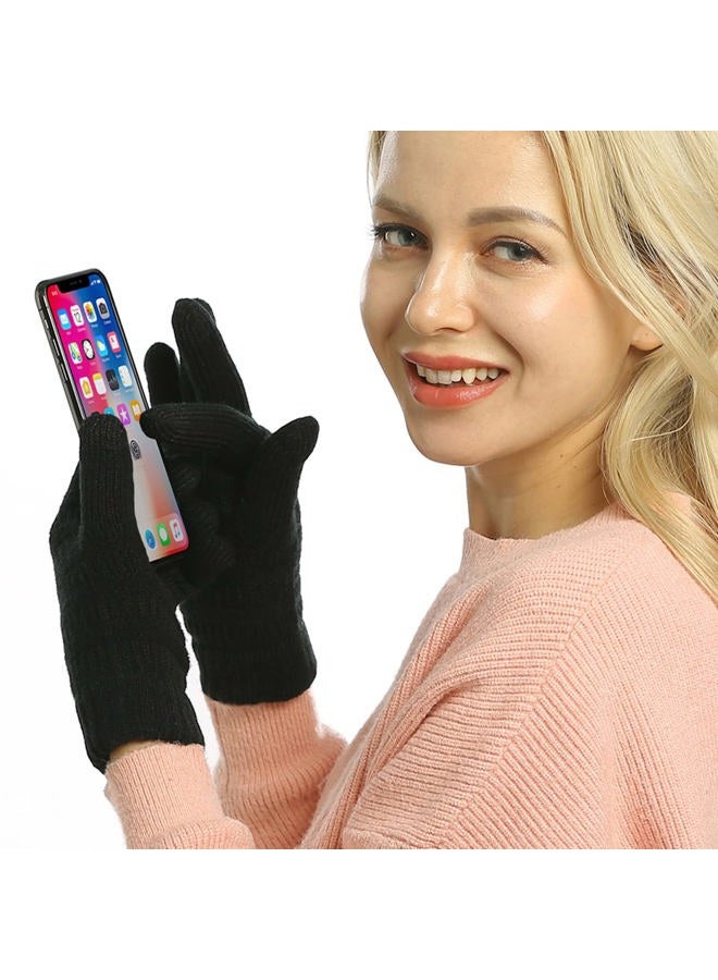 ViGrace Womens Winter Touchscreen Gloves Cable Knit Warm Lined 3 Fingers Dual-layer Touch Screen Texting Mitten Glove for Women - Image 2