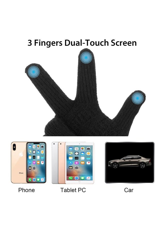 ViGrace Womens Winter Touchscreen Gloves Cable Knit Warm Lined 3 Fingers Dual-layer Touch Screen Texting Mitten Glove for Women - Image 3