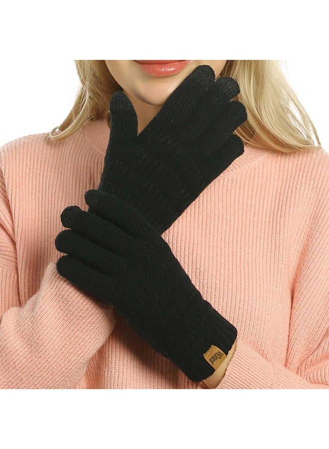 ViGrace Womens Winter Touchscreen Gloves Cable Knit Warm Lined 3 Fingers Dual-layer Touch Screen Texting Mitten Glove for Women - Image 1